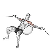 Inclinado aperturas (on stability ball) en polea