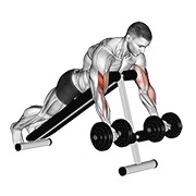 Prone inclinado curl con mancuerna