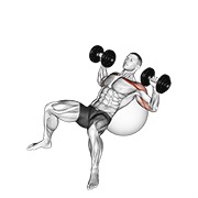 Inclinado press on exercise ball con mancuerna
