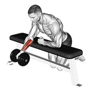Over bench one arm inverso wrist curl con mancuerna