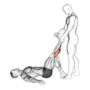 Asistido tumbado calves stretch
