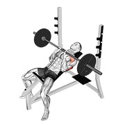 Inclinado close grip press de banca con barra