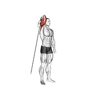 De pie inverso grip one arm sobre la cabeza extensión de tríceps en polea