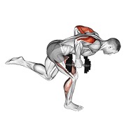 Tricep kickback with stork stance con mancuerna